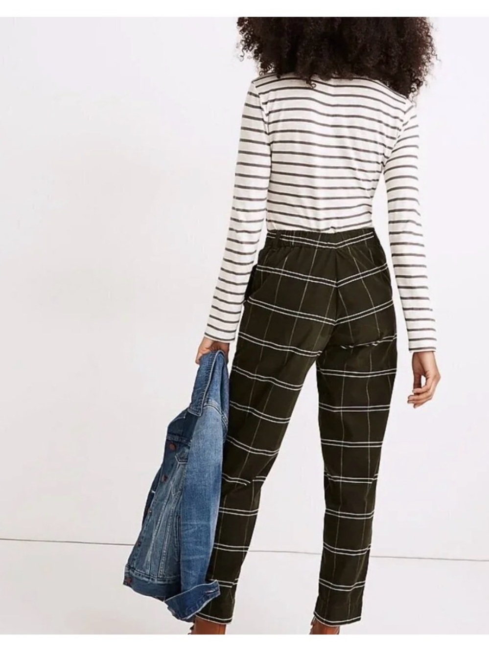 Madewell Corduroy Pull-On Mid-Rise Jogger Pants in Windowpane L - Picture 3 of 11